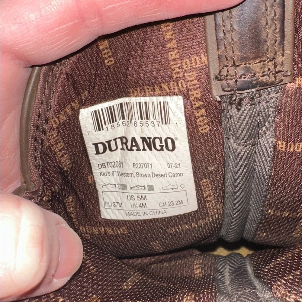 Durango Boy's Western Brown‎ Desert Camo Pull On Cowboy Boots Size 5 youth